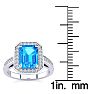 2 1/4 Carat Blue Topaz and Halo Diamond Ring In 14 Karat White Gold Image-5
