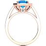 2 1/4 Carat Blue Topaz and Halo Diamond Ring In 14 Karat Rose Gold Image-3