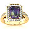 2 Carat Octagon Shape Mystic Topaz Ring With Diamond Halo In 14 Karat Yellow Gold Image-1
