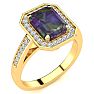 2 Carat Octagon Shape Mystic Topaz Ring With Diamond Halo In 14 Karat Yellow Gold Image-2