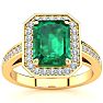 1 3/4 Carat Emerald and Halo Diamond Ring In 14 Karat Yellow Gold Image-1