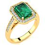 1 3/4 Carat Emerald and Halo Diamond Ring In 14 Karat Yellow Gold Image-2