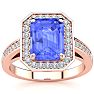 2 Carat Tanzanite and Halo Diamond Ring In 14 Karat Rose Gold Image-1