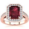 Garnet Ring: Garnet Jewelry: 2 1/4 Carat Garnet and Halo Diamond Ring In 14 Karat Rose Gold Image-1