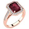 Garnet Ring: Garnet Jewelry: 2 1/4 Carat Garnet and Halo Diamond Ring In 14 Karat Rose Gold Image-2