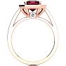 Garnet Ring: Garnet Jewelry: 2 1/4 Carat Garnet and Halo Diamond Ring In 14 Karat Rose Gold Image-3