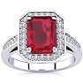 2 1/2 Carat Ruby and Halo Diamond Ring In 14 Karat White Gold Image-1