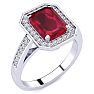 2 1/2 Carat Ruby and Halo Diamond Ring In 14 Karat White Gold Image-2
