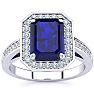2 1/2 Carat Sapphire and Halo Diamond Ring In 14 Karat White Gold Image-1