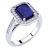 2 1/2 Carat Sapphire and Halo Diamond Ring In 14 Karat White Gold Image-2