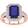 2 1/2 Carat Sapphire and Halo Diamond Ring In 14 Karat Rose Gold Image-1
