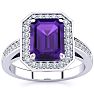 2 1/2 Carat Amethyst and Halo Diamond Ring In 14 Karat White Gold Image-1