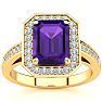 2 1/2 Carat Amethyst and Halo Diamond Ring In 14 Karat Yellow Gold Image-1