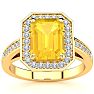 2 1/2 Carat Citrine and Halo Diamond Ring In 14 Karat Yellow Gold Image-1