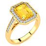 2 1/2 Carat Citrine and Halo Diamond Ring In 14 Karat Yellow Gold Image-2