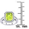 3 Carat Peridot and Halo Diamond Ring In 14 Karat White Gold Image-5