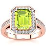 3 Carat Peridot and Halo Diamond Ring In 14 Karat Rose Gold Image-1