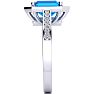 3 Carat Blue Topaz and Halo Diamond Ring In 14 Karat White Gold Image-4