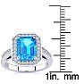 3 Carat Blue Topaz and Halo Diamond Ring In 14 Karat White Gold Image-5