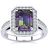 2-1/2 Carat Octagon Shape Mystic Topaz Ring With Diamond Halo In 14 Karat White Gold Image-1