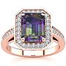 2-1/2 Carat Octagon Shape Mystic Topaz Ring With Diamond Halo In 14 Karat Rose Gold Image-1