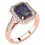 2-1/2 Carat Octagon Shape Mystic Topaz Ring With Diamond Halo In 14 Karat Rose Gold Image-2