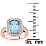 Aquamarine Ring: Aquamarine Jewelry: 2 1/2 Carat Aquamarine and Halo Diamond Ring In 14 Karat Rose Gold Image-5