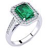2 1/2 Carat Emerald and Halo Diamond Ring In 14 Karat White Gold Image-2