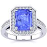 3 Carat Tanzanite and Halo Diamond Ring In 14 Karat White Gold Image-1