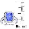 3 Carat Tanzanite and Halo Diamond Ring In 14 Karat White Gold Image-5
