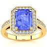 3 Carat Tanzanite and Halo Diamond Ring In 14 Karat Yellow Gold Image-1