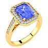 3 Carat Tanzanite and Halo Diamond Ring In 14 Karat Yellow Gold Image-2