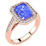 3 Carat Tanzanite and Halo Diamond Ring In 14 Karat Rose Gold Image-2