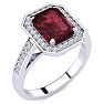 Garnet Ring: Garnet Jewelry: 3 Carat Garnet and Halo Diamond Ring In 14 Karat White Gold Image-2