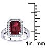 Garnet Ring: Garnet Jewelry: 3 Carat Garnet and Halo Diamond Ring In 14 Karat White Gold Image-5