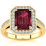 Garnet Ring: Garnet Jewelry: 3 Carat Garnet and Halo Diamond Ring In 14 Karat Yellow Gold Image-1
