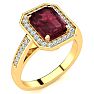 Garnet Ring: Garnet Jewelry: 3 Carat Garnet and Halo Diamond Ring In 14 Karat Yellow Gold Image-2