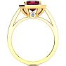 Garnet Ring: Garnet Jewelry: 3 Carat Garnet and Halo Diamond Ring In 14 Karat Yellow Gold Image-3