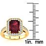 Garnet Ring: Garnet Jewelry: 3 Carat Garnet and Halo Diamond Ring In 14 Karat Yellow Gold Image-5