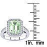 2 1/2 Carat Green Amethyst and Halo Diamond Ring In 14 Karat White Gold Image-5
