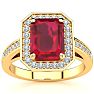 3 1/3 Carat Ruby and Halo Diamond Ring In 14 Karat Yellow Gold Image-1