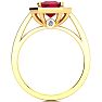 3 1/3 Carat Ruby and Halo Diamond Ring In 14 Karat Yellow Gold Image-3