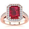 3 1/3 Carat Ruby and Halo Diamond Ring In 14 Karat Rose Gold Image-1