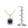 1 Carat Cushion Cut Amethyst and Halo Diamond Necklace In 14 Karat Yellow Gold, 18 Inches Image-3