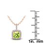 1 1/4 Carat Cushion Cut Peridot and Halo Diamond Necklace In 14 Karat Rose Gold, 18 Inches Image-3