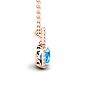 1 1/4 Carat Cushion Cut Blue Topaz and Halo Diamond Necklace In 14 Karat Rose Gold, 18 Inches Image-2