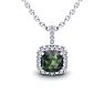 1-1/3 Carat Cushion Shape Mystic Topaz Necklace With Diamond Halo In 14 Karat White Gold, 18 Inches Image-1
