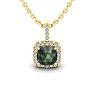 1-1/3 Carat Cushion Shape Mystic Topaz Necklace With Diamond Halo In 14 Karat Yellow Gold, 18 Inches Image-1