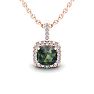 1-1/3 Carat Cushion Shape Mystic Topaz Necklace With Diamond Halo In 14 Karat Rose Gold, 18 Inches Image-1