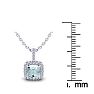 Aquamarine Necklace: Aquamarine Jewelry: 1 Carat Cushion Cut Aquamarine and Halo Diamond Necklace In 14 Karat White Gold, 18 Inches
 Image-3